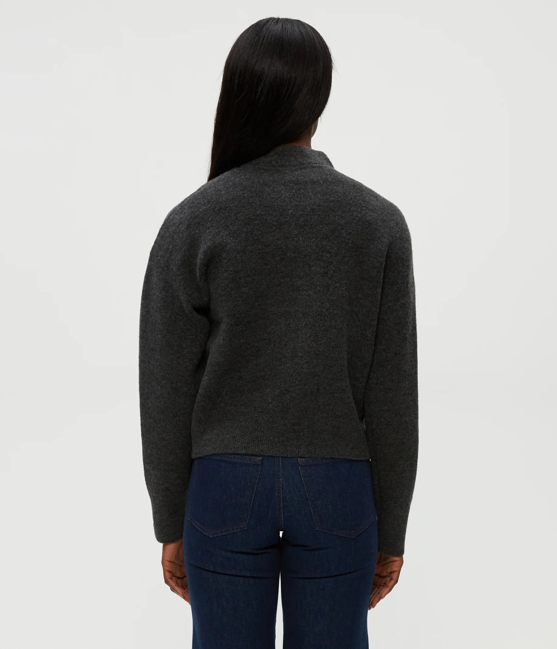 Lidia Cropped Bomber Jacket - Charcoal by Michael Stars — view 3