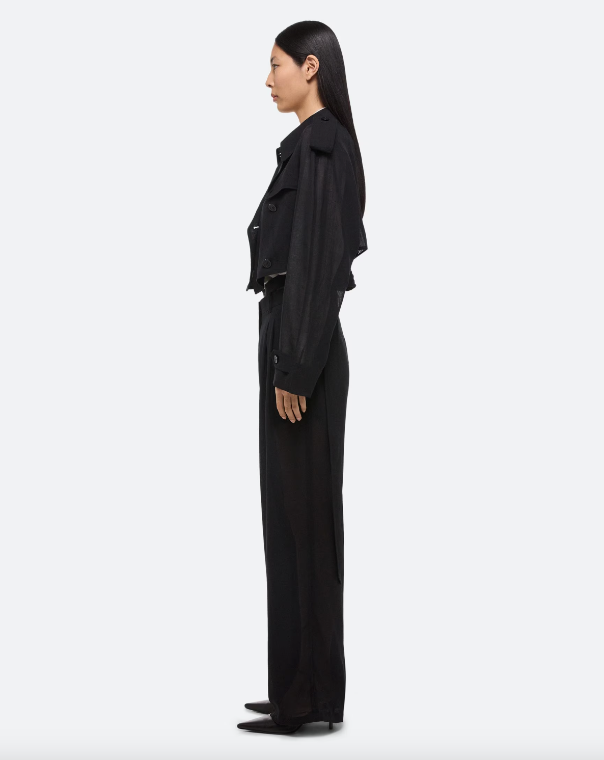 Cropped Trench Coat - Black by Helmut Lang — view 4