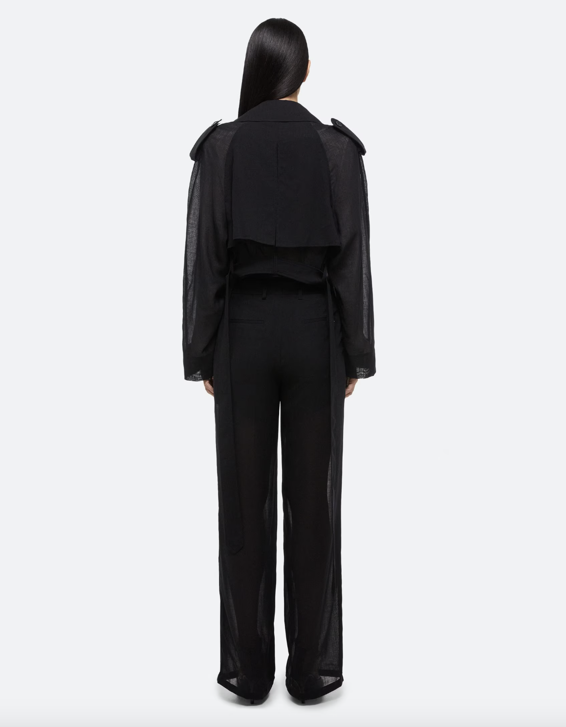 Cropped Trench Coat - Black by Helmut Lang — view 5