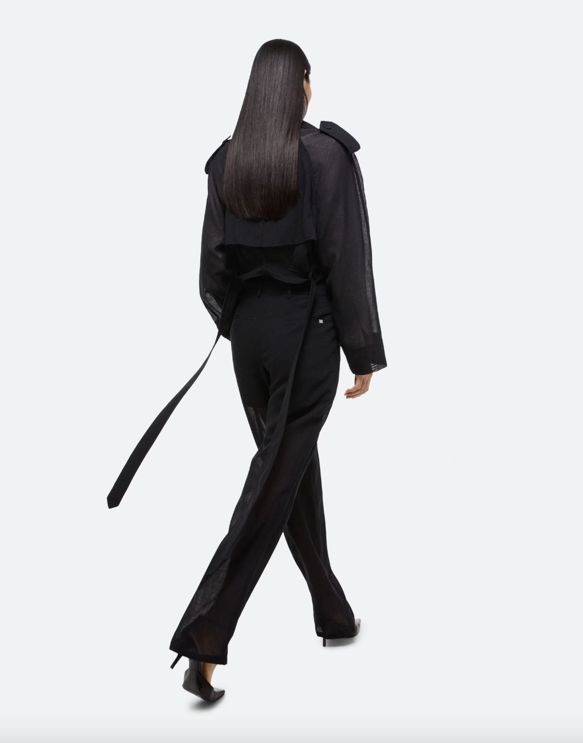 Cropped Trench Coat - Black by Helmut Lang — view 6