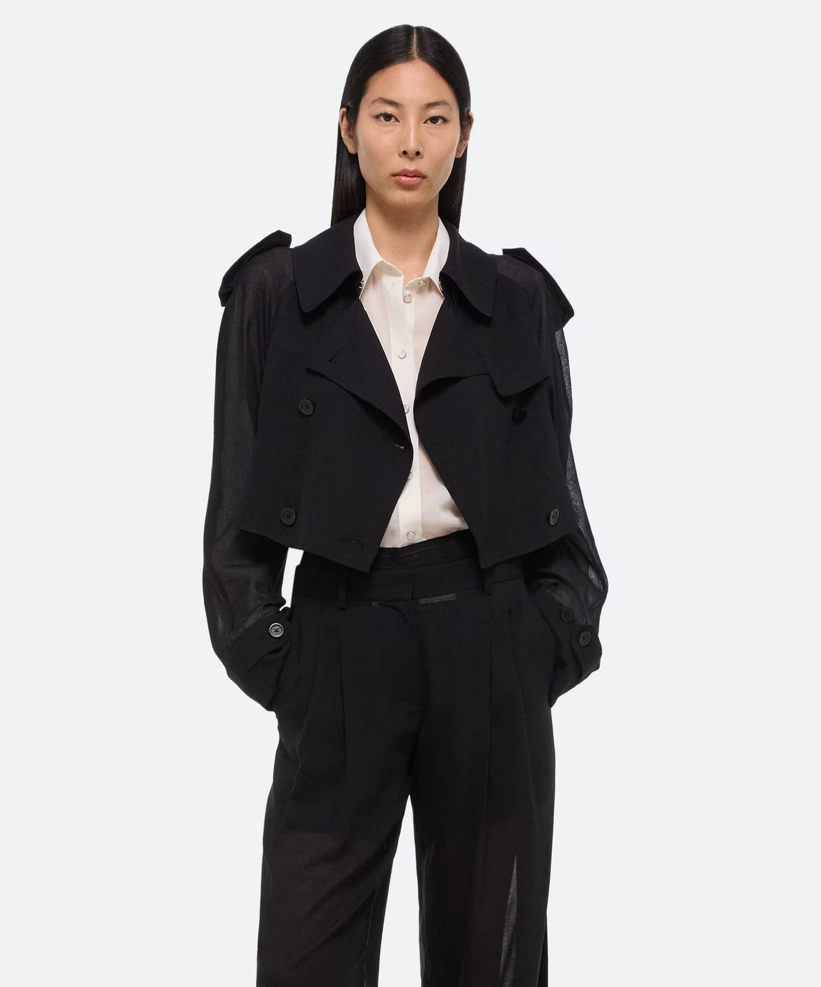 Cropped Trench Coat - Black by Helmut Lang | 25 South Boutiques
