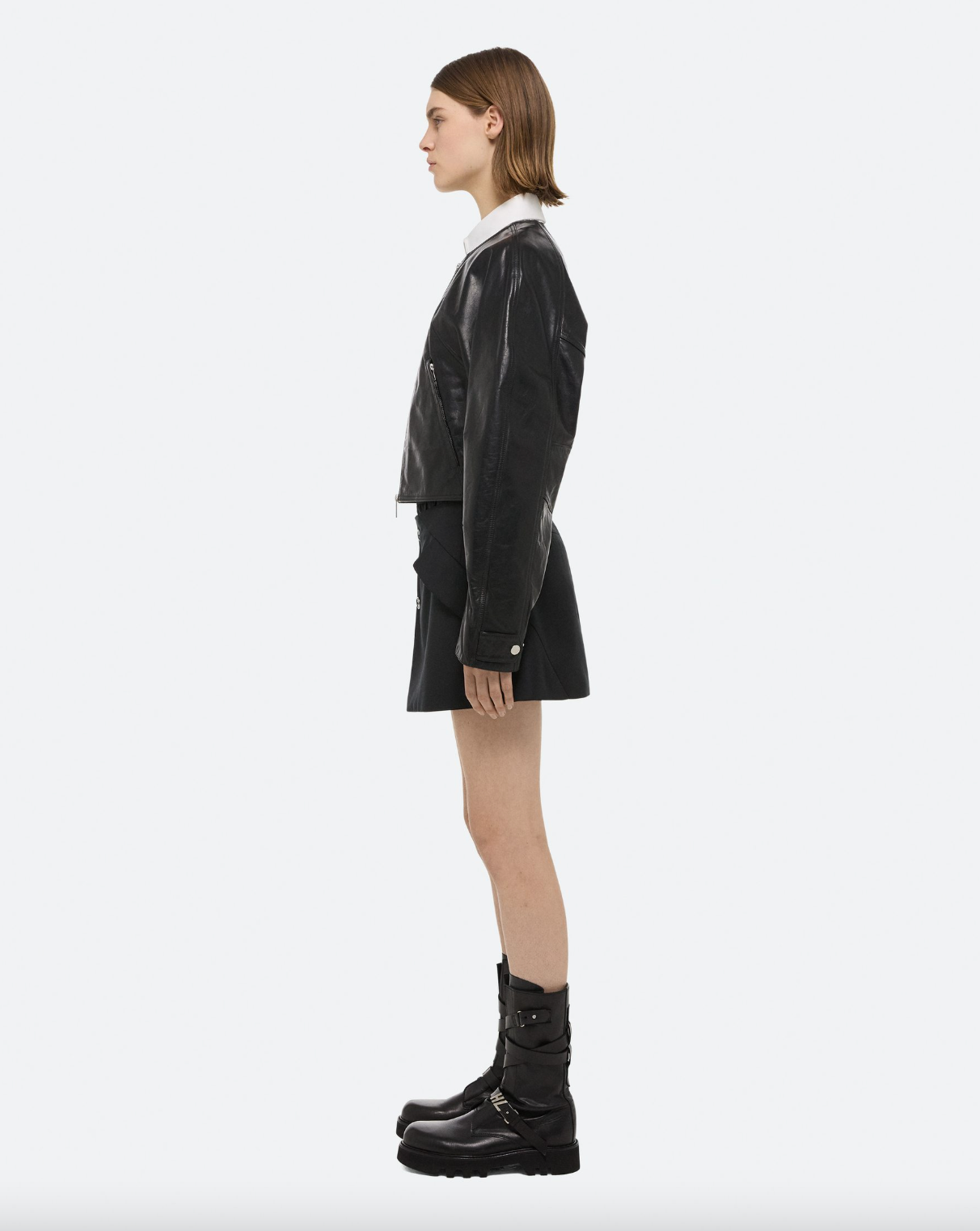 Articulated Leather Jacket - Black by Helmut Lang — view 4