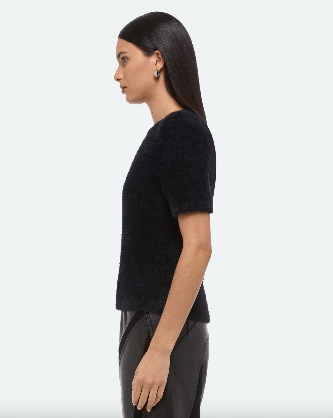 Cropped Sweater Tee - Black by Helmut Lang — alternate view