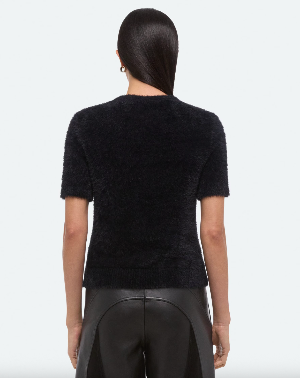 Cropped Sweater Tee - Black by Helmut Lang — view 3