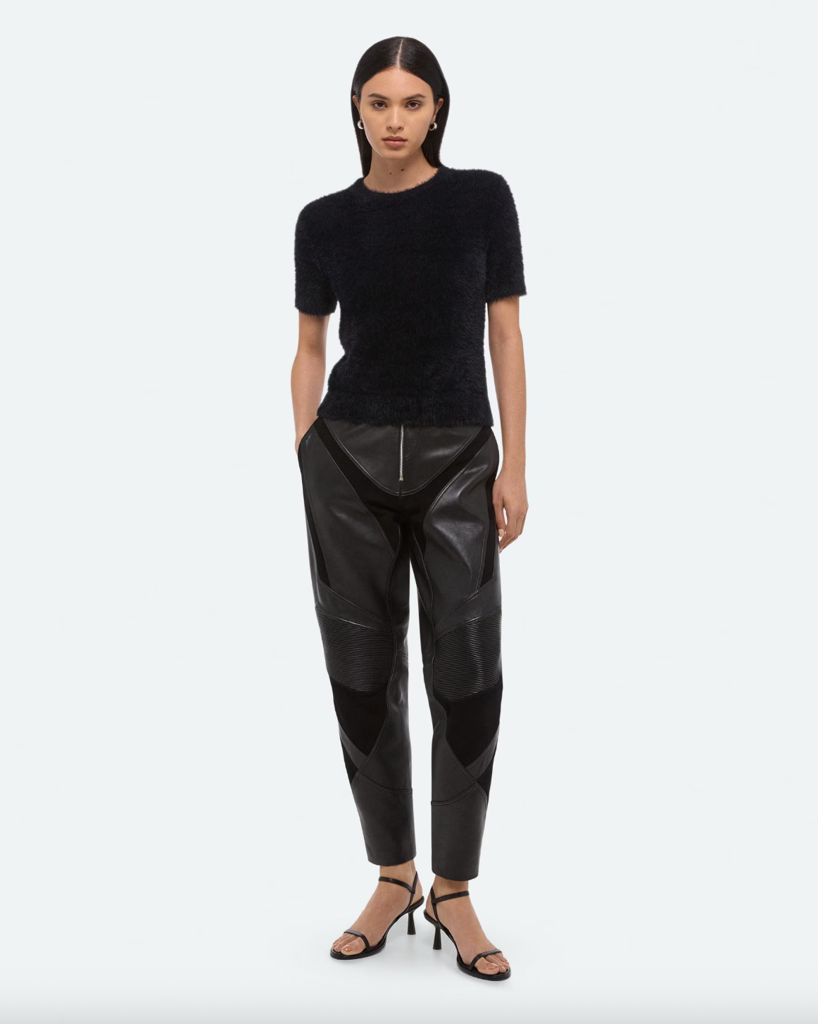 Cropped Sweater Tee - Black by Helmut Lang — view 4