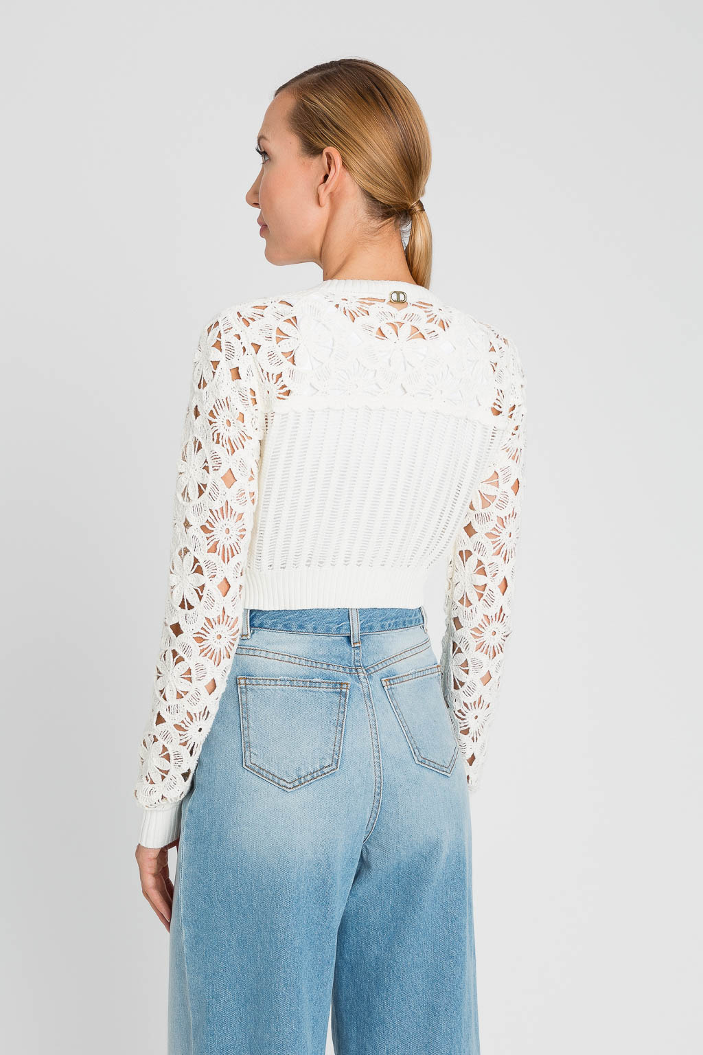 Crochet Cardigan - Natural by Twinset — alternate view