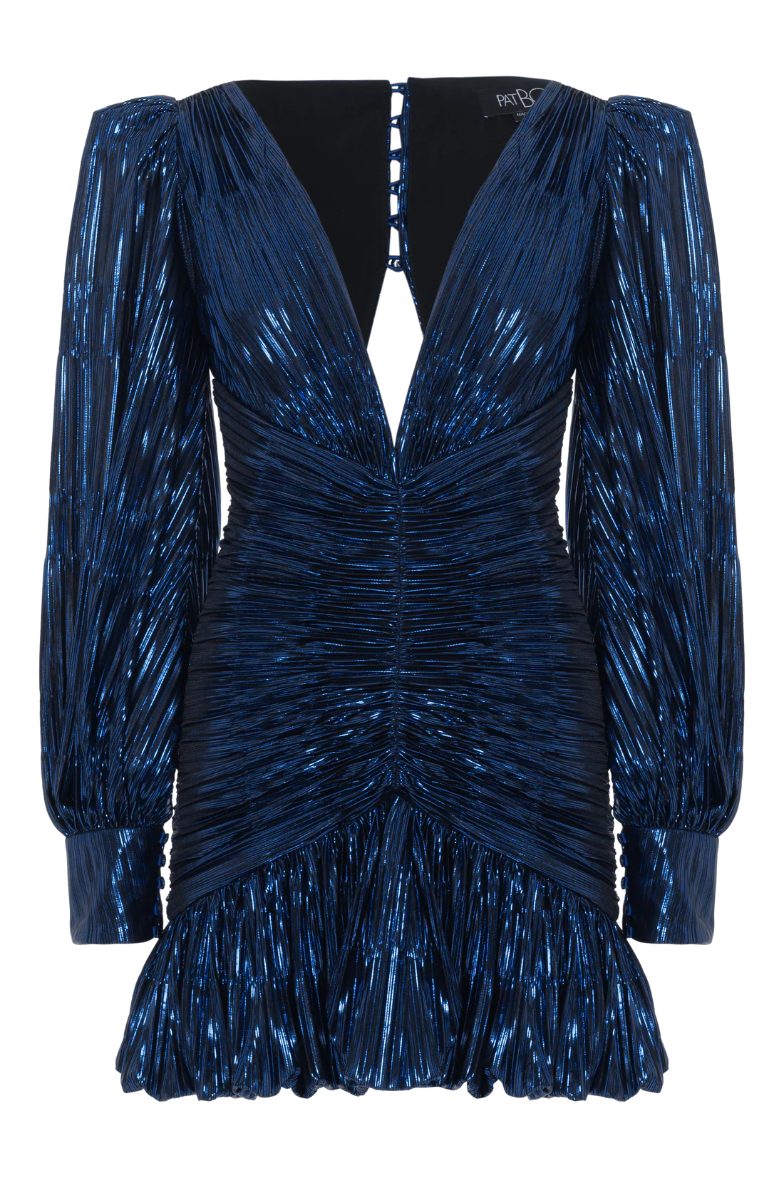 Metallic Plisse Mini Dress - Dark Blue by PatBo — view 4