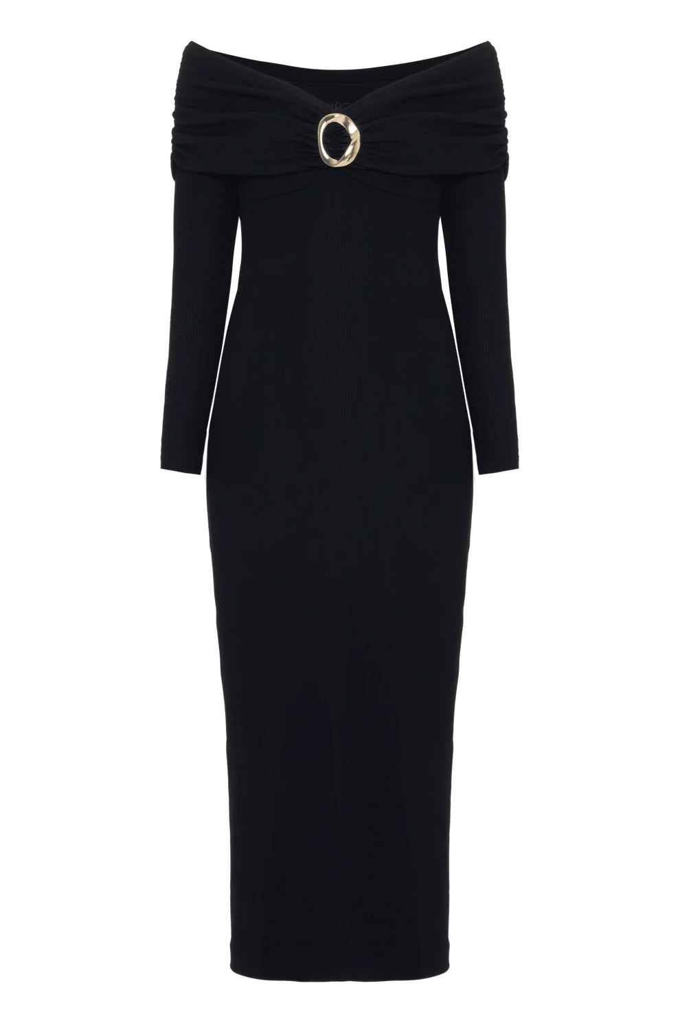 Grace Knit Draped Midi Dress - Black by PatBo — view 4