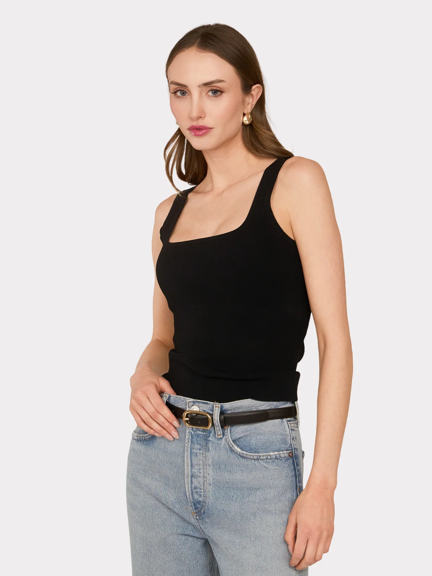 Square Neck Tank - Black by Autumn Cashmere — view 3