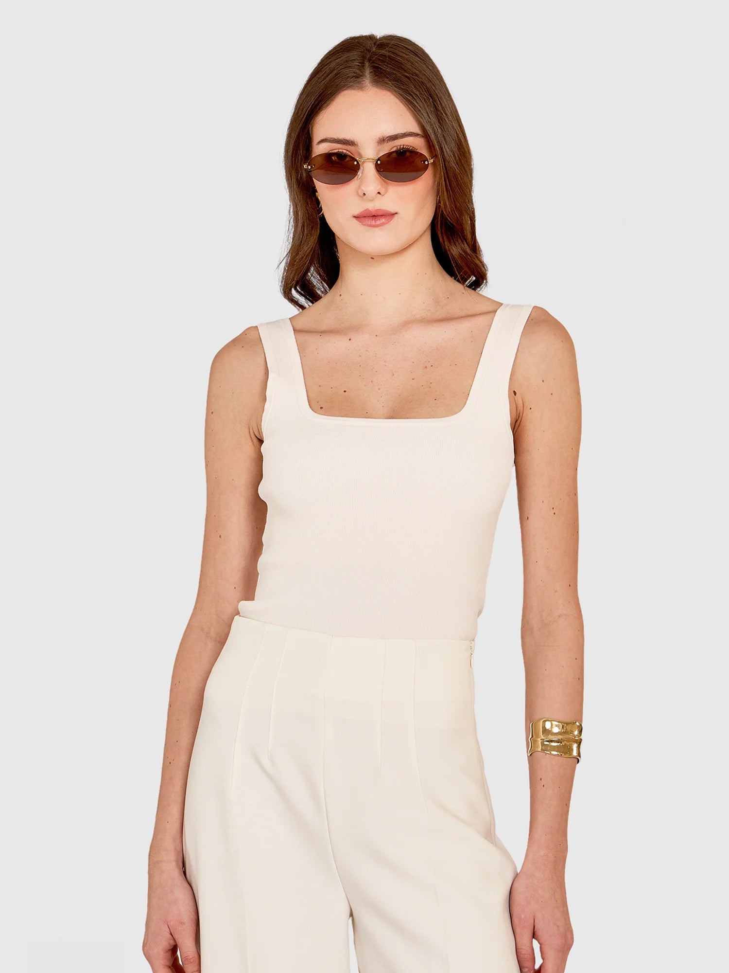 Square Neck Tank - Sand by Autumn Cashmere | 25 South Boutiques