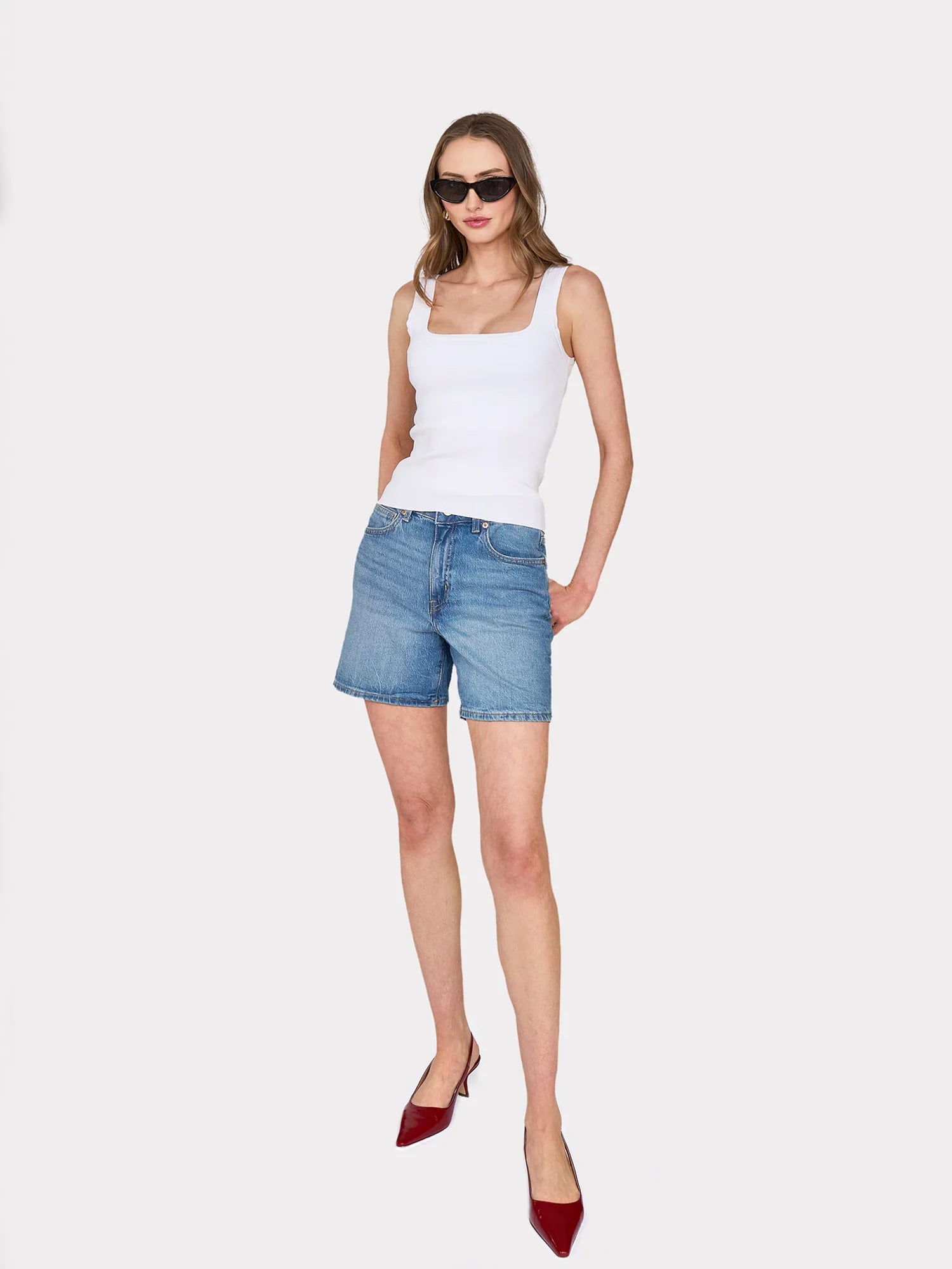 Square Neck Tank - White by Autumn Cashmere — alternate view