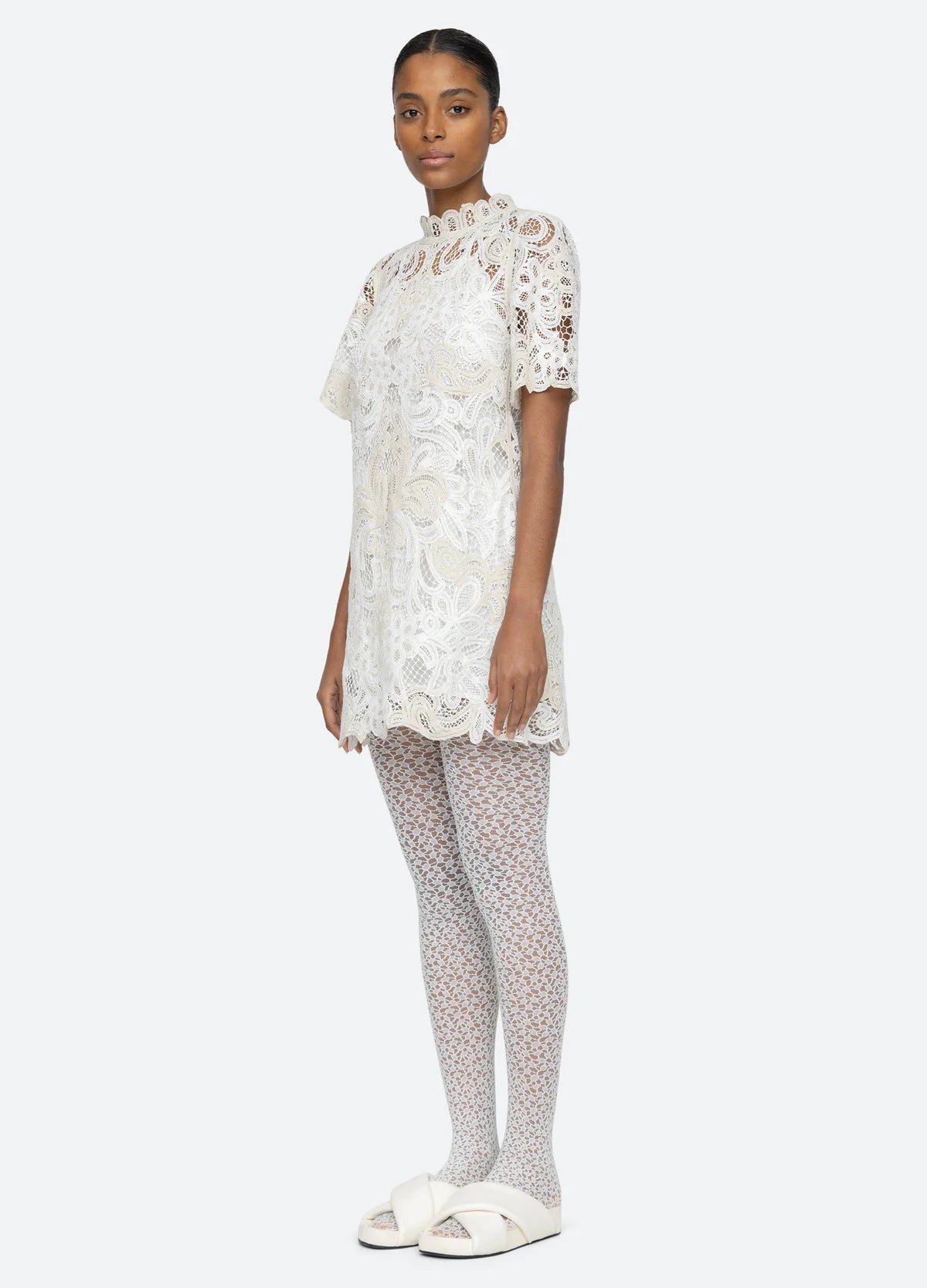 Branca Short Sleeve Dress - Cream by Sea NY — view 6