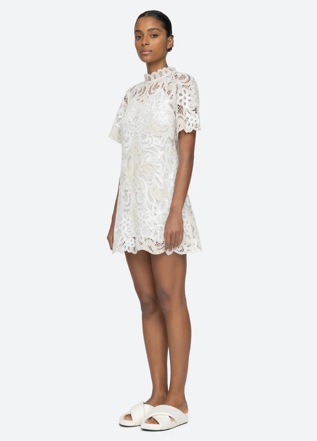 Branca Short Sleeve Dress - Cream by Sea NY — view 4