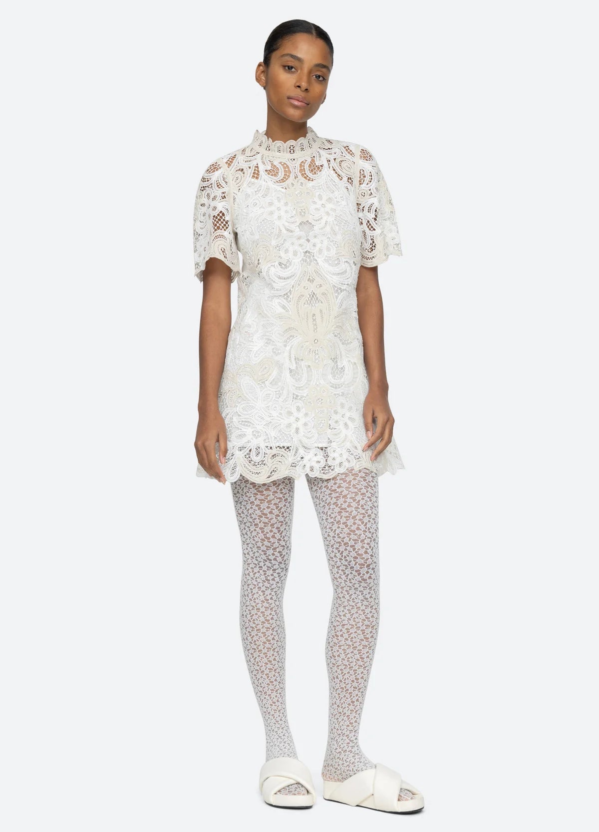 Branca Short Sleeve Dress - Cream by Sea NY — view 5