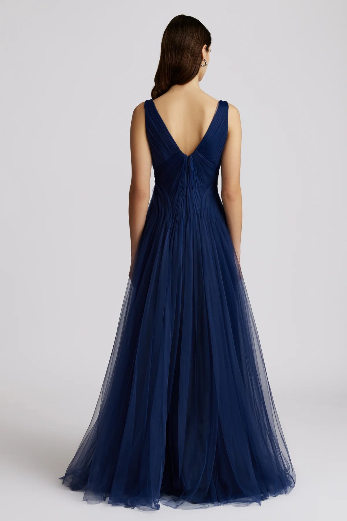 Pleated Tulle Gown - Dark Navy by Zac Posen — view 4