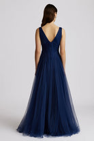 Pleated Tulle Gown - Dark Navy by Zac Posen — view 4