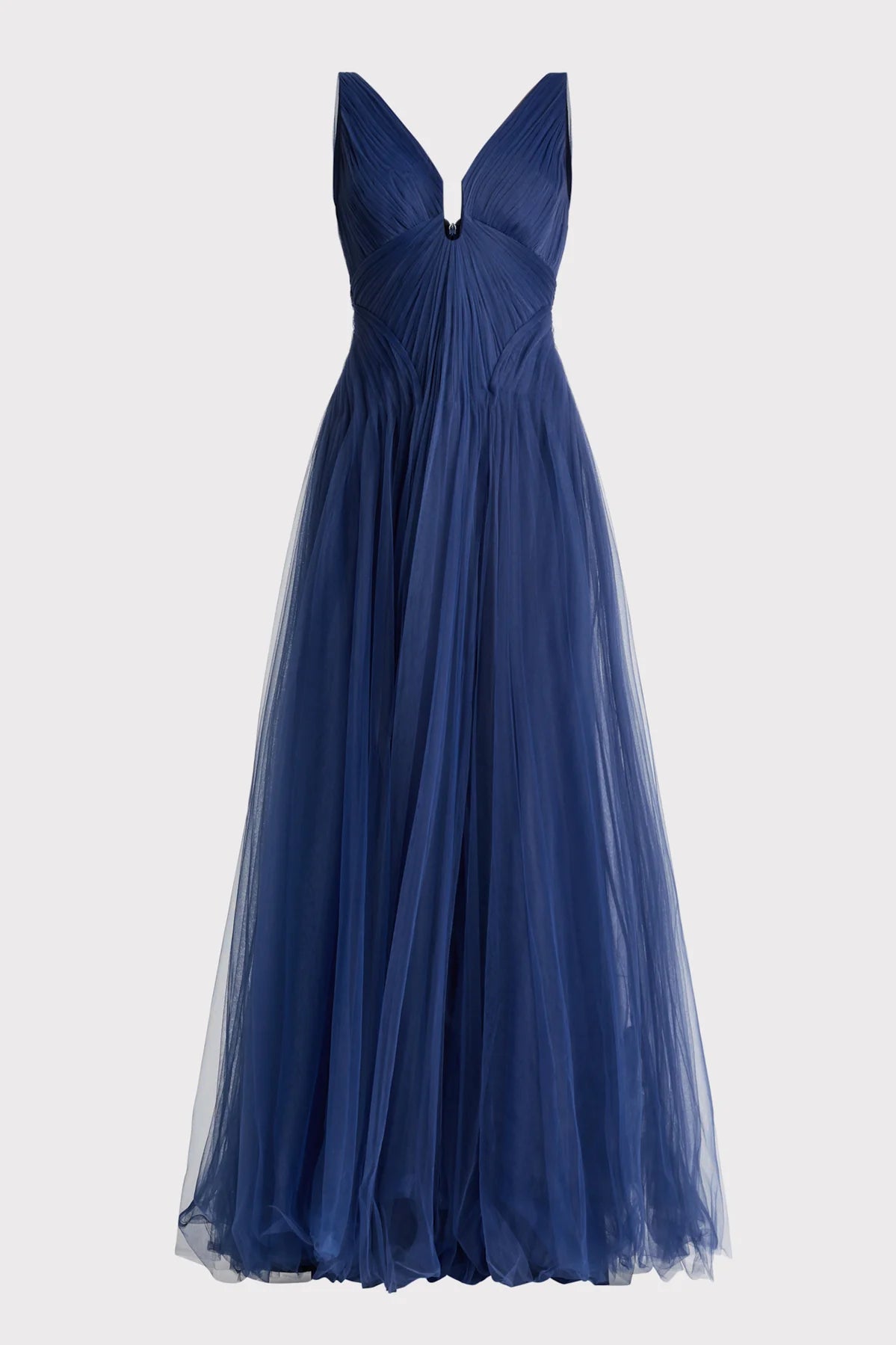 Pleated Tulle Gown - Dark Navy by Zac Posen — view 6