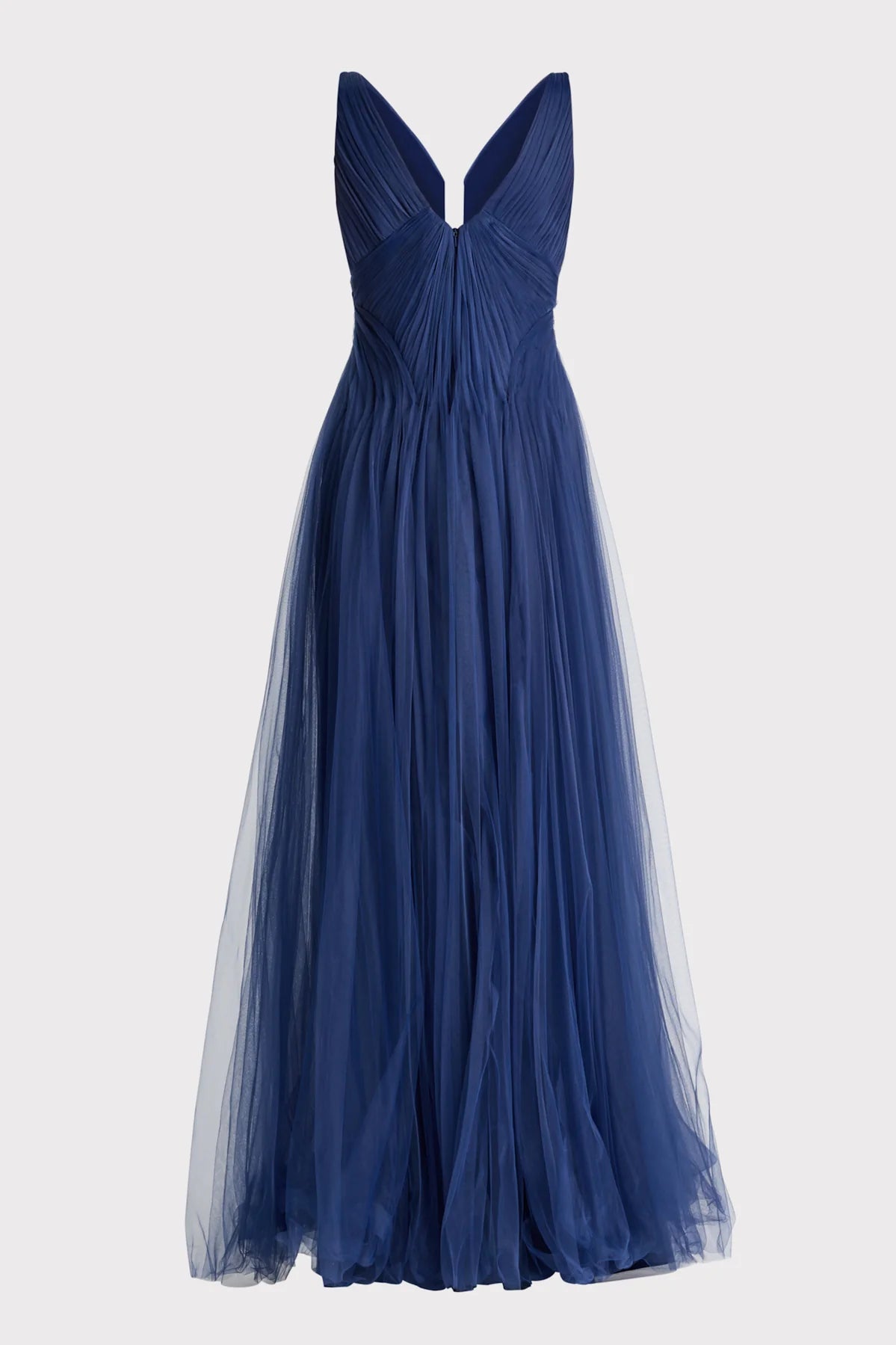 Pleated Tulle Gown - Dark Navy by Zac Posen — view 7