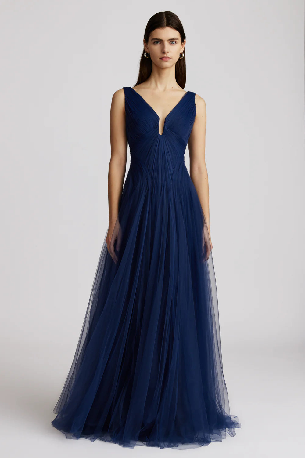 Pleated Tulle Gown - Dark Navy by Zac Posen | 25 South Boutiques