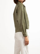 Esme Crop Faux Leather Shirt - Army by Pharaoh — view 3