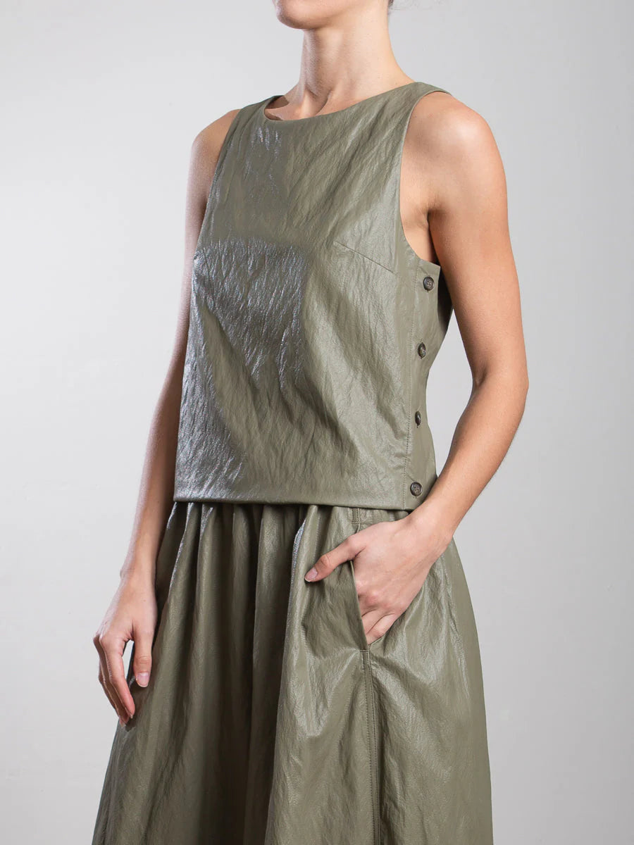 Elena Faux Leather Top - Army by Pharaoh — alternate view
