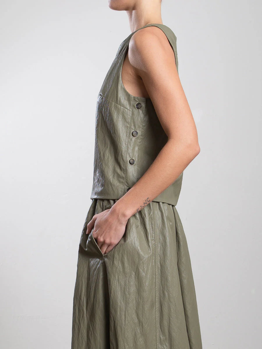 Elena Faux Leather Top - Army by Pharaoh — view 3