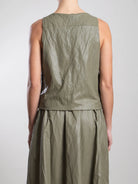 Elena Faux Leather Top - Army by Pharaoh — view 4