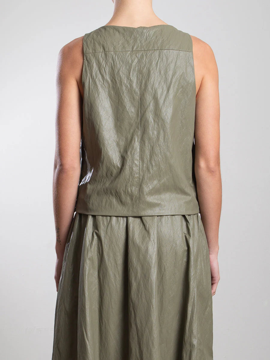 Elena Faux Leather Top - Army by Pharaoh — view 4