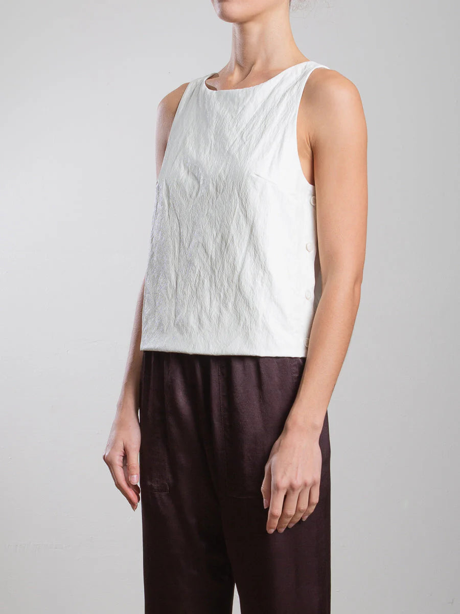 Elena Faux Leather Top - Ivory by Pharaoh — alternate view