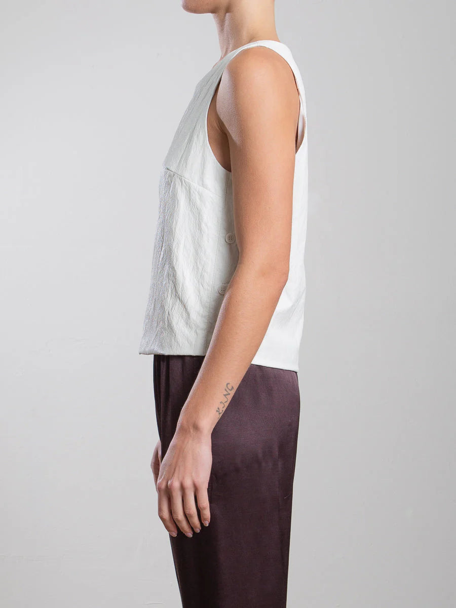 Elena Faux Leather Top - Ivory by Pharaoh — view 3