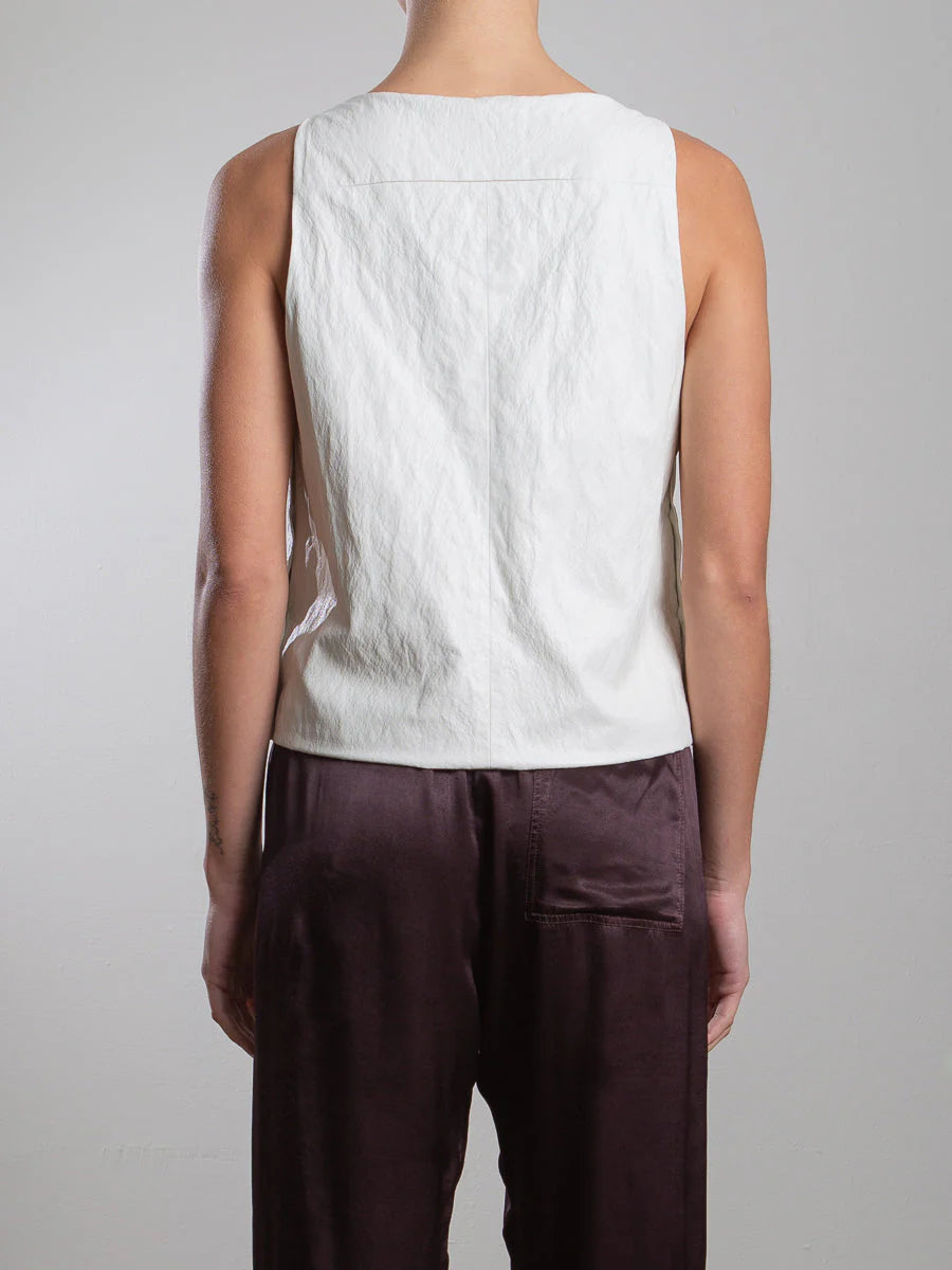 Elena Faux Leather Top - Ivory by Pharaoh — view 4