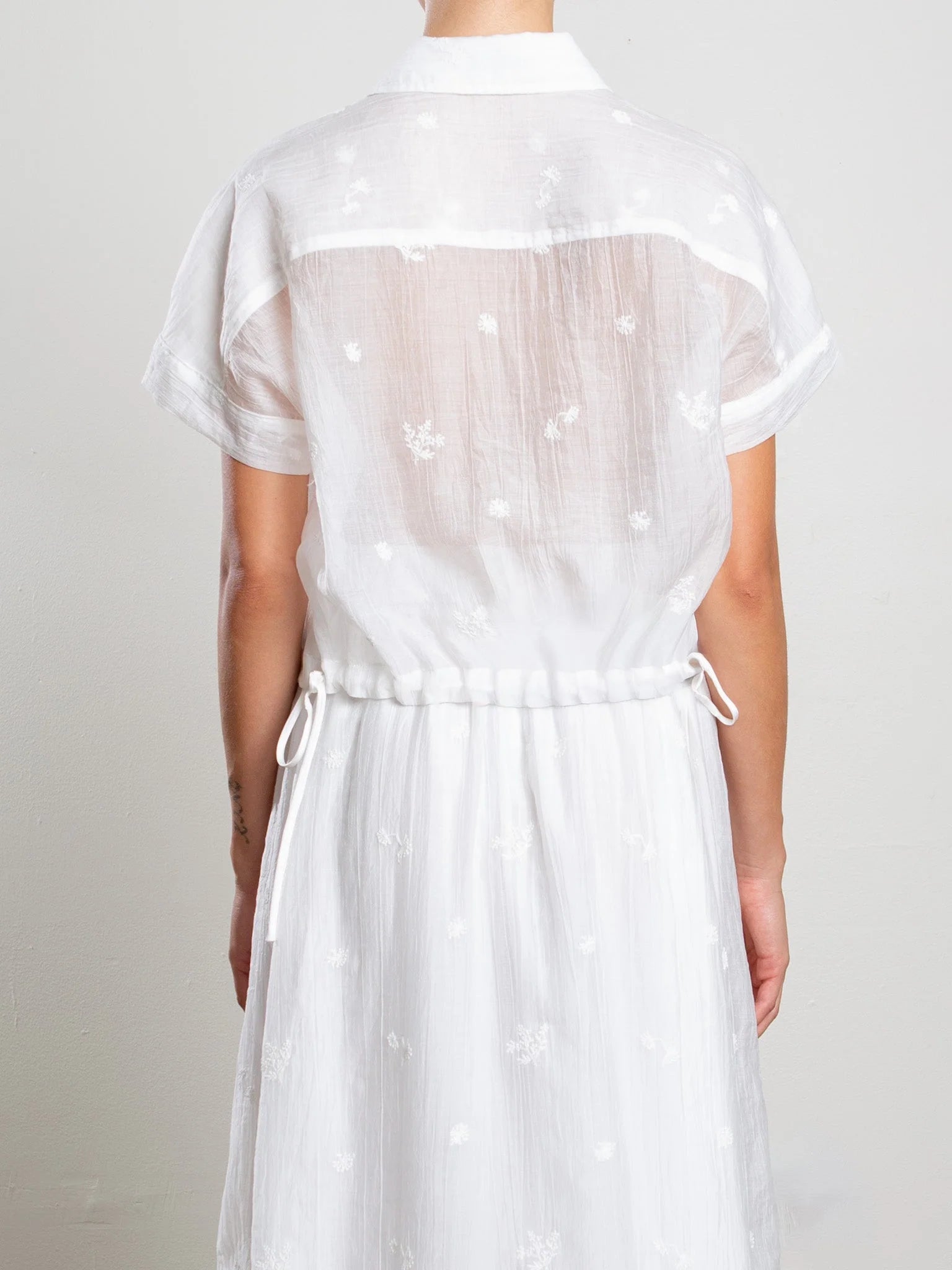 Zoey Floral Embroidery Shirt - White by Pharaoh — view 4