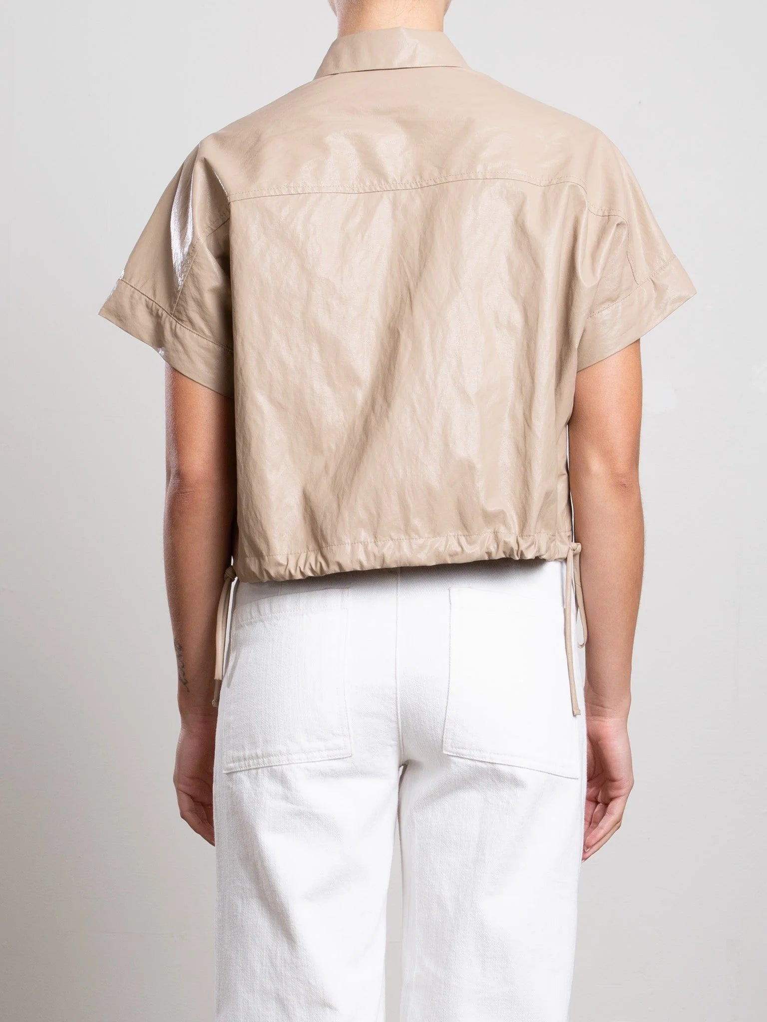 Zoey Faux Leather Shirt - Biscotti by Pharaoh — alternate view