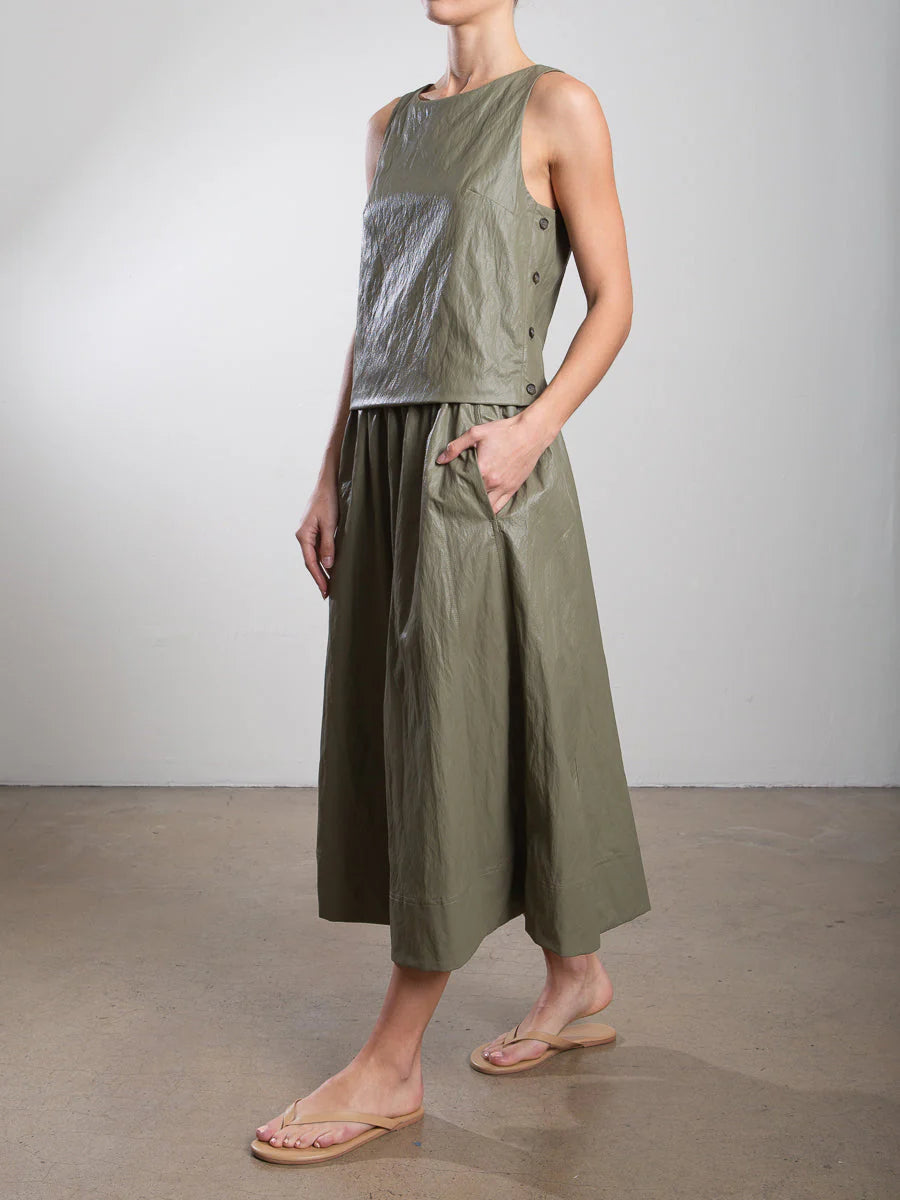 Claudia Faux Leather Skirt - Army by Pharaoh — alternate view