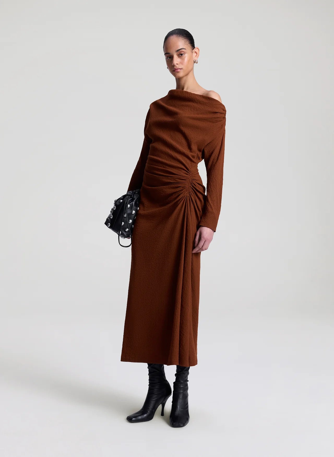Piper Textured Crepe Dress - Brunette by A.L.C — view 3