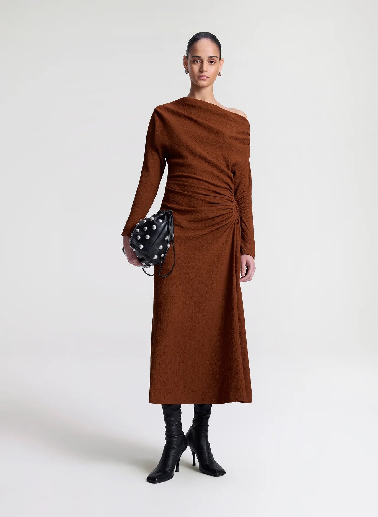 Piper Textured Crepe Dress - Brunette by A.L.C — view 4