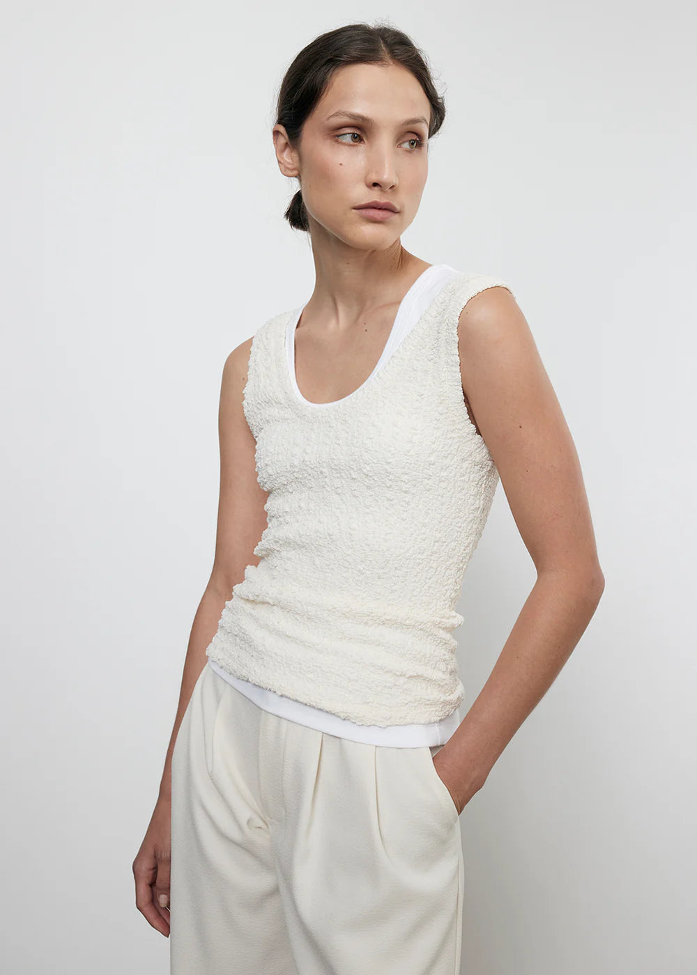 Puckered Tank - Vanilla by Enza Costa | 25 South Boutiques