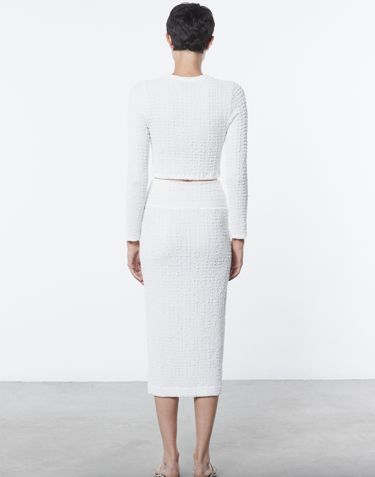 Puckered Long Sleeve Crew - Undyed by Enza Costa — view 3