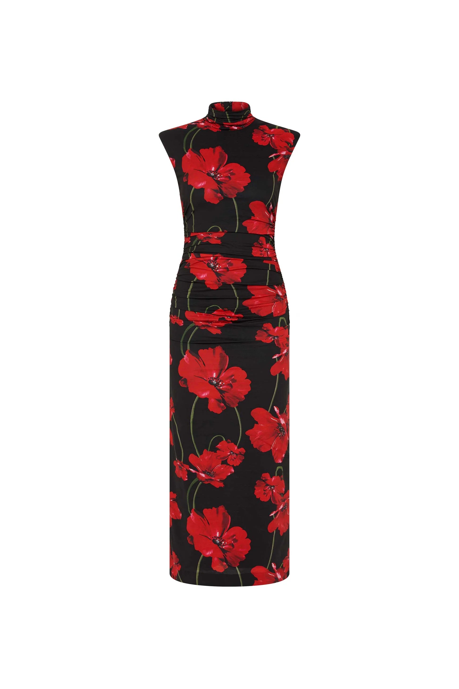 Poppy Fields Midi Dress - Black Red by Rebecca Vallance — view 5