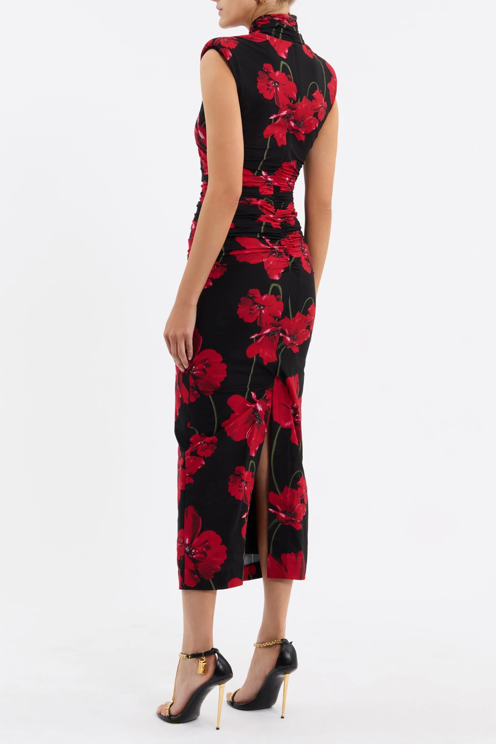 Poppy Fields Midi Dress - Black Red by Rebecca Vallance — view 4