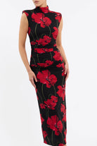 Poppy Fields Midi Dress - Black Red by Rebecca Vallance — alternate view