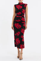 Poppy Fields Midi Dress - Black Red by Rebecca Vallance — view 3