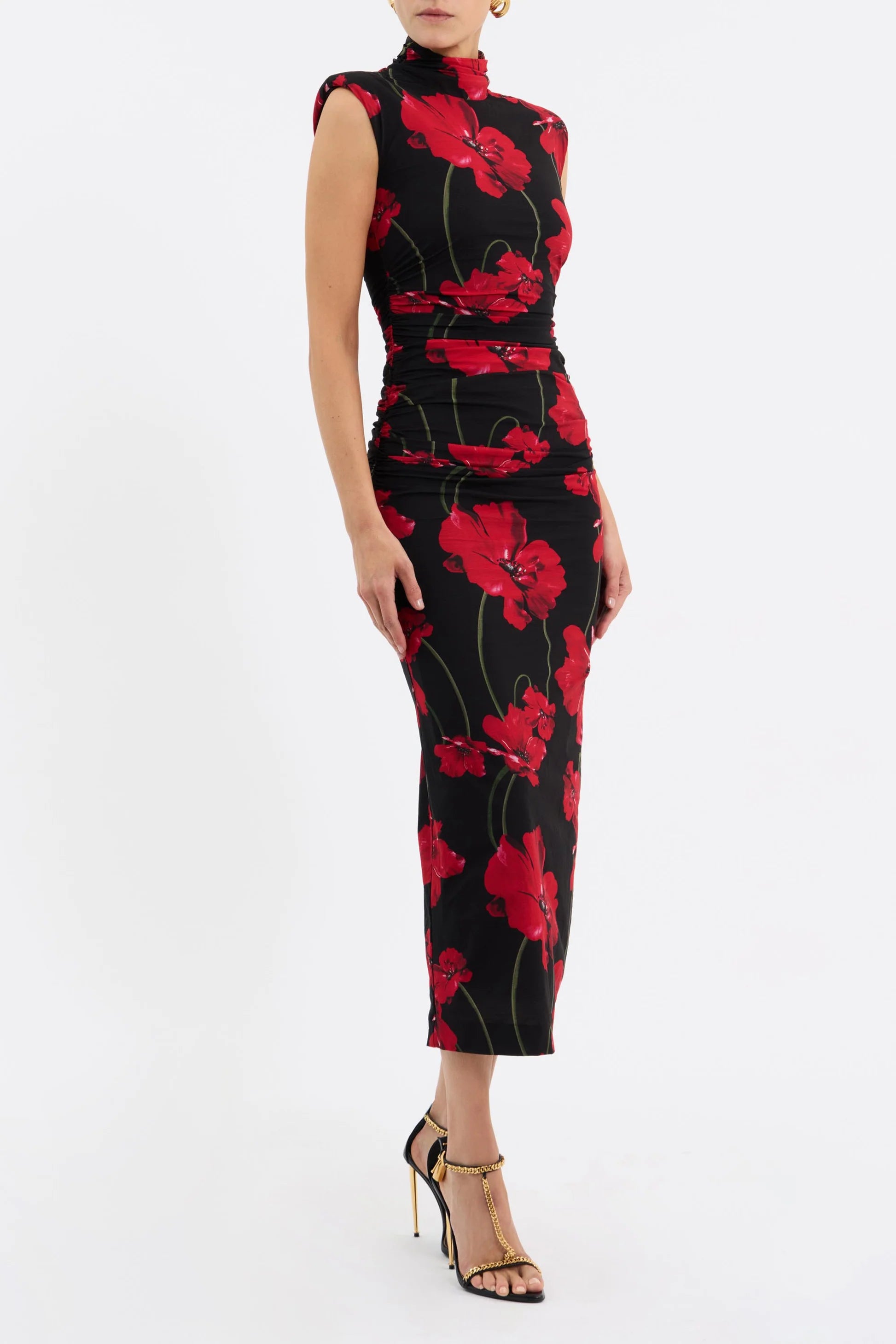 Poppy Fields Midi Dress - Black Red by Rebecca Vallance | 25 South Boutiques