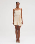 Metallic Knit Mini Dress - Off White by PatBo — view 4