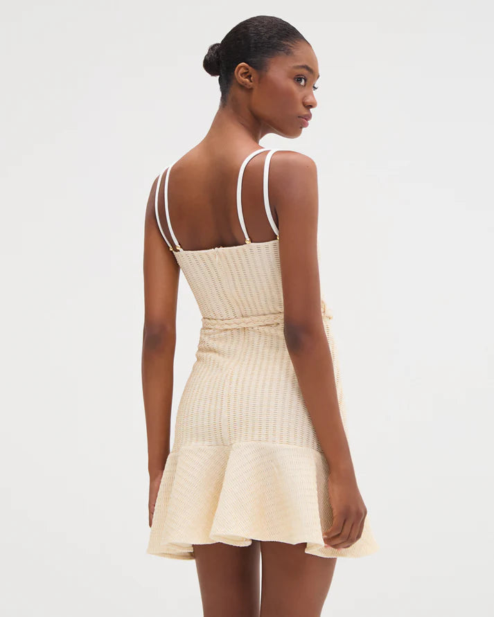 Metallic Knit Mini Dress - Off White by PatBo — view 3