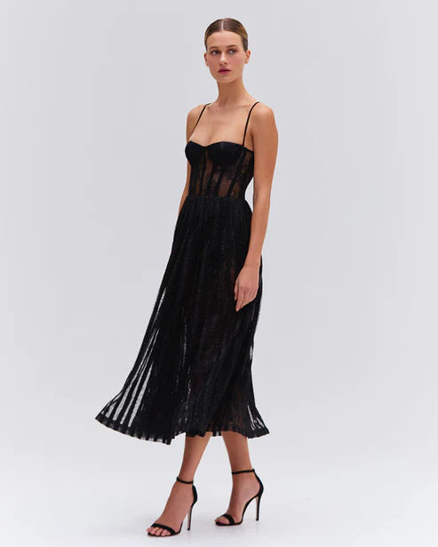 Lurex Tulle Bustier Midi Dress - Black by PatBo — view 5
