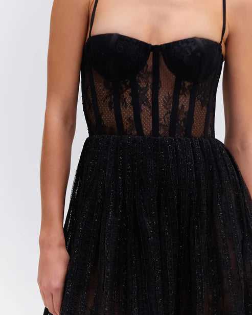 Lurex Tulle Bustier Midi Dress - Black by PatBo — alternate view