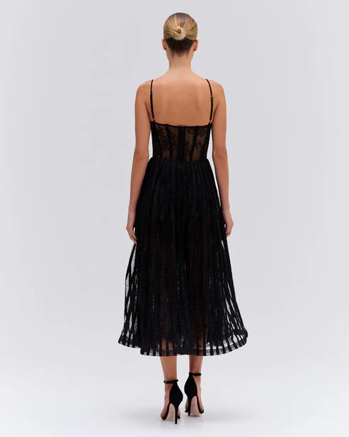 Lurex Tulle Bustier Midi Dress - Black by PatBo — view 4