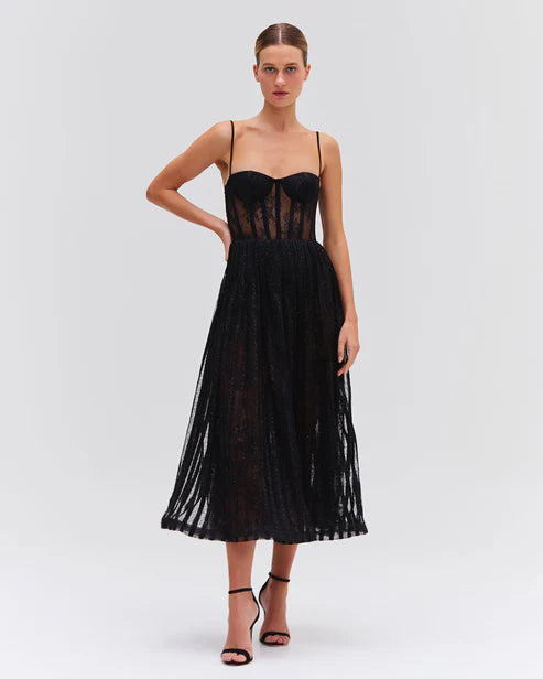Lurex Tulle Bustier Midi Dress - Black by PatBo | 25 South Boutiques