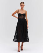 Lurex Tulle Bustier Midi Dress - Black by PatBo | 25 South Boutiques